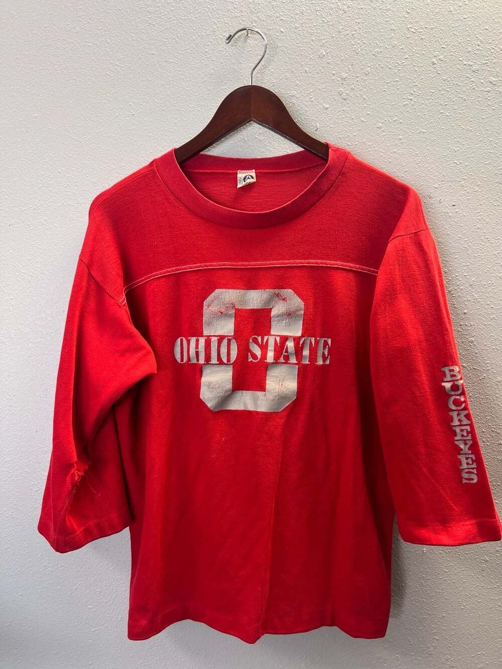 Vintage 70s Artex Ohio State Buckeyes 3/4 Sleeve Football Jersey Shirt XL 0539